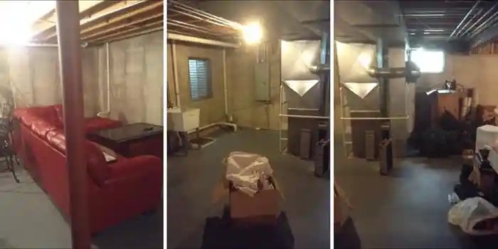 Original unfinished basement before remodeling