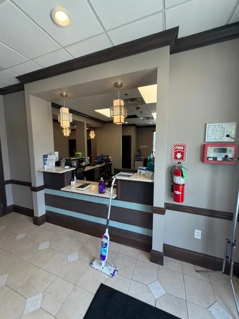 Dental-office reception counter and interior finishes