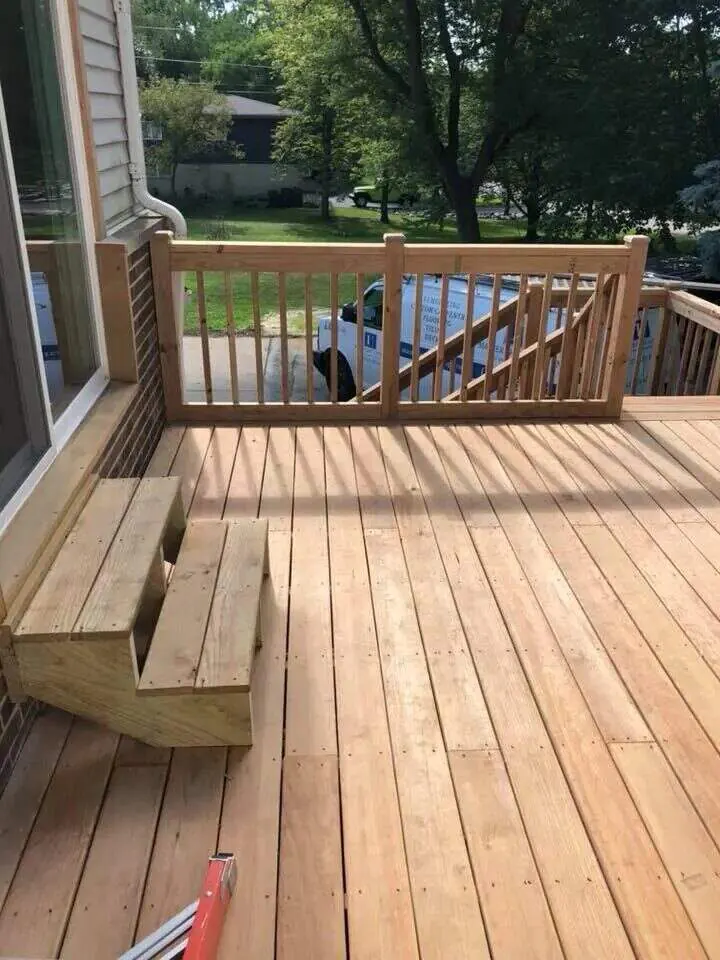 Wood deck stairs and railing detail