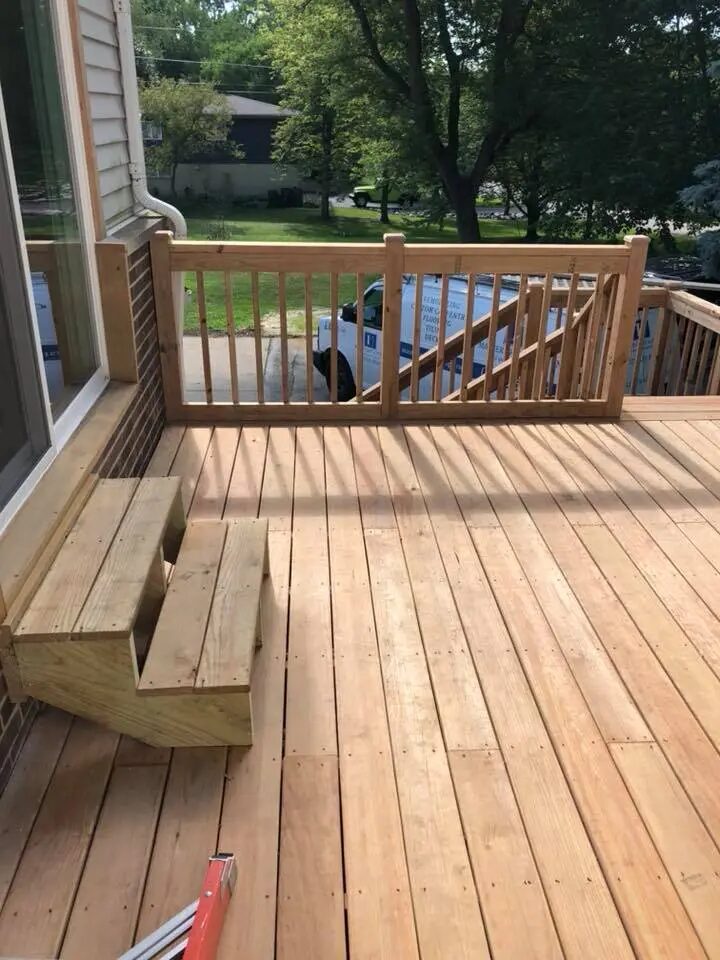 Wood deck stairs and railing detail